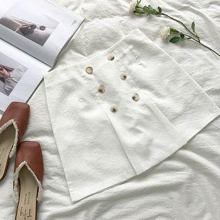 Double-breasted High-waist A-line Skirt
