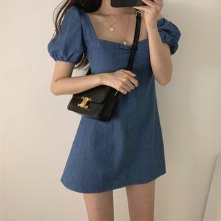 Square Neck Puff Sleeve Mini Dress