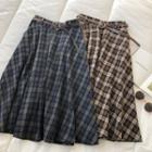 Check High-waist A-line Skirt With Belt