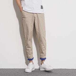 Contrast Cuff Straight-cut Pants