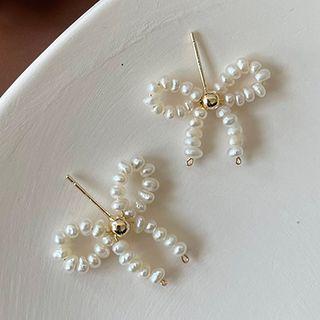 Bow Freshwater Pearl Earring 1 Pair - White - One Size