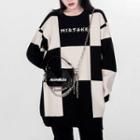 Checkerboard Lettering Sweater