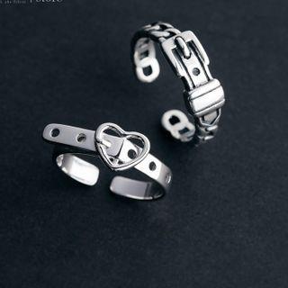 Heart / Belt Sterling Silver Open Ring