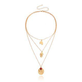 Skull Shell Pendant Layered Alloy Necklace Gold - One Size