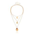 Skull Shell Pendant Layered Alloy Necklace Gold - One Size