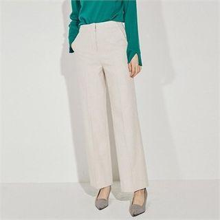 Front-tab Wool Blend Wide-leg Pants