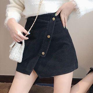 A-line Asymmetrical Corduroy Skirt