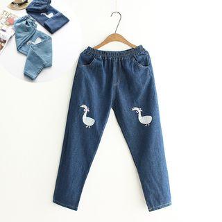 Goose Embroidered Jeans