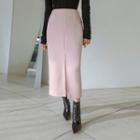 Slit Woolen H-line Long Skirt