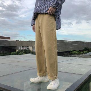 Couple Matching Plain Straight-cut Pants