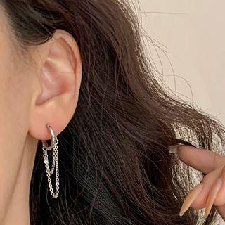 Fringed Mini Hoop Earring 1 Pair - Silver - One Size