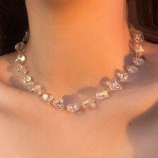 Heart Acrylic Choker B-62 - Transparent - One Size