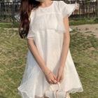 Short-sleeve Mini Mesh Dress White - One Size