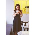 Deep V-neck Pleated Pinafore Dress
