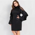 Fishnet Insert Ruffled Sheath Dress