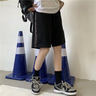 Contrast Trim Button-up Sport Shorts