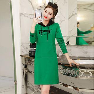 Lettering Contrast Mini Hoodie Dress