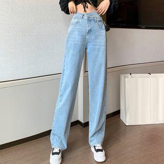 High-waist Straight Leg Jeans (various Designs)