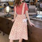 Short-sleeve T-shirt / Floral Print Jumper Skirt