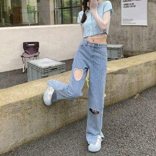 Heart Cut-out Pants