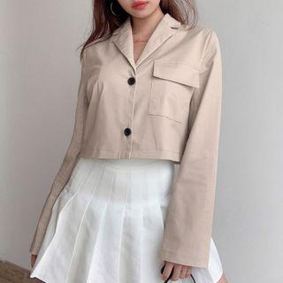 Single-breasted Pocketed Crop Blazer