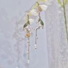 Flower Faux Pearl Fringed Earring 1 Pair - Silver Needle - Gold - One Size