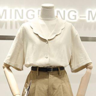 Short-sleeve Scallop Collar Shirt