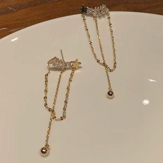 Star Chained Alloy Dangle Earring 1 Pair - Gold - One Size
