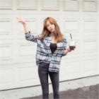 Elbow-patch Pocket-front Plaid Shirt