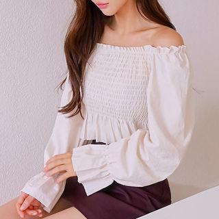 Off-shoulder Smocked Blouse