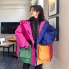 Mock Two-piece Color-block Loose-fit Jacket