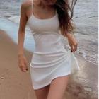Spaghetti-strap Scoop-neck Mini A-line Dress