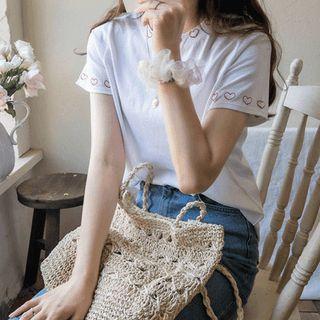 Heart Embroidery Regular-fit T-shirt