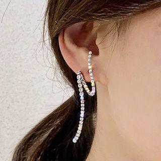 Rhinestone Curve Earring 1 Pair - One Size