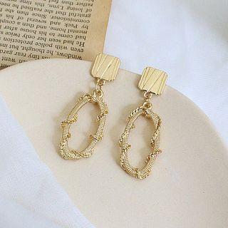 Oval Drop Earring 1 Pair - Gold - One Size