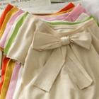 Ribbon-accent Short-sleeve Knit Top In 8 Colors