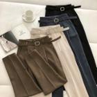 Plain High-waist Pants With