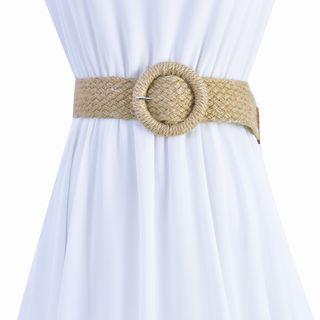 Buckled Woven Belt Light Yellow - One Size