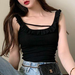 Wood-ear Trim Camisole Top