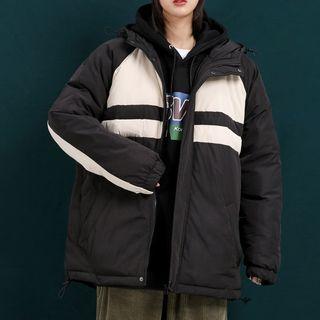 Paneled Padded Hooded Zip Jacket