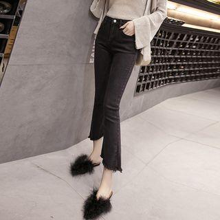 Cropped Cut Out Boot-cut Jeans