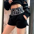 Front-zip Lettering Hot Pants