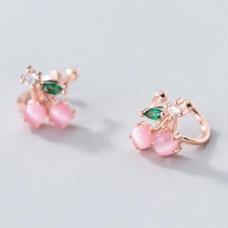 Peach Rhinestone Sterling Silver Earring
