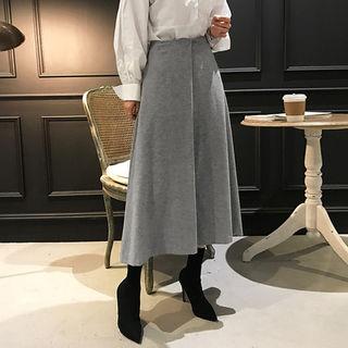 Wool Blend Maxi Flare Skirt