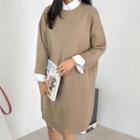 Plain Long-sleeve Midi Sweater Dress