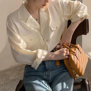 Open-collar Front-pocket Shirt