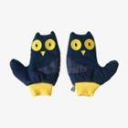 Owl Fleece-lined Mittens Dark Blue - One Size
