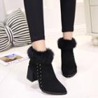 Faux-fur Studded Ankle Boots
