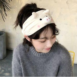 Pig Chenille Face Wash Headband