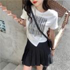 Short-sleeve Asymmetrical Printed T-shirt